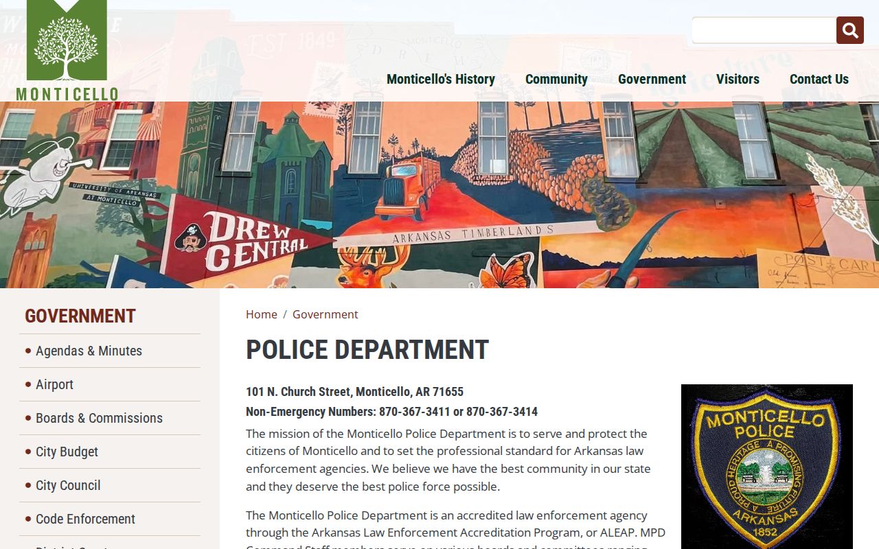 Monticello criminal records police department page